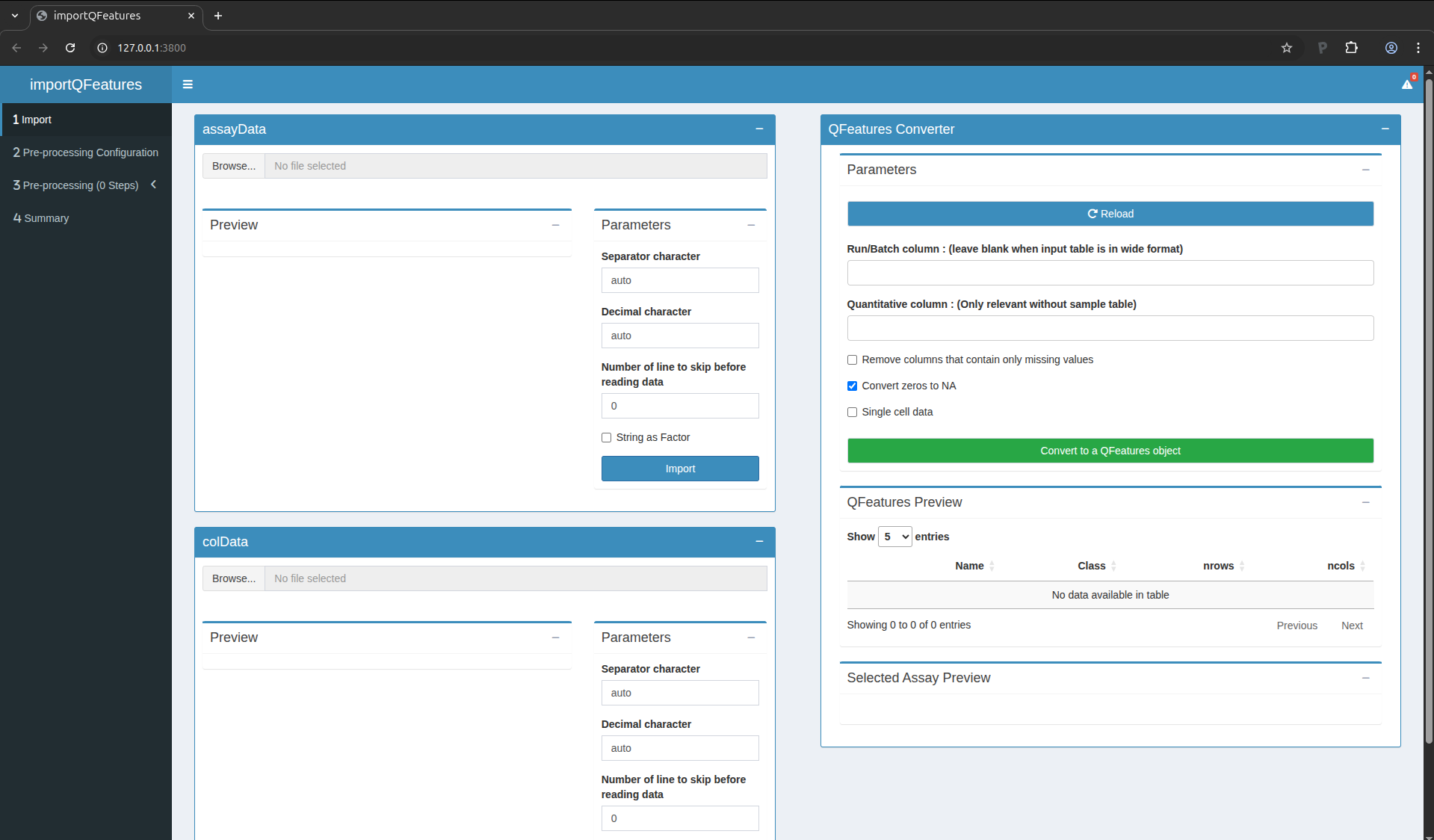 Figure 4. QFeaturesGUI in browser tab