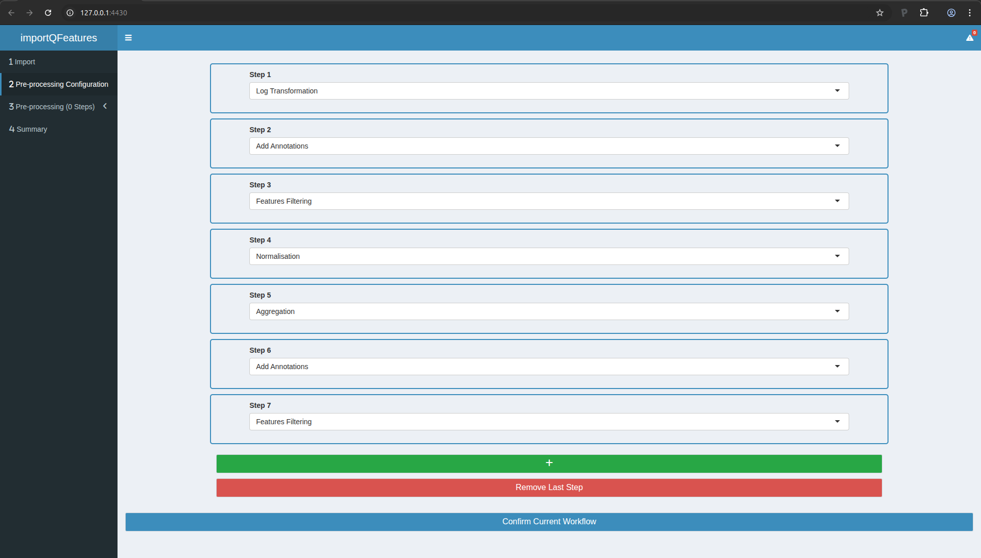 Figure 8. The preprocessing workflow upon configuration