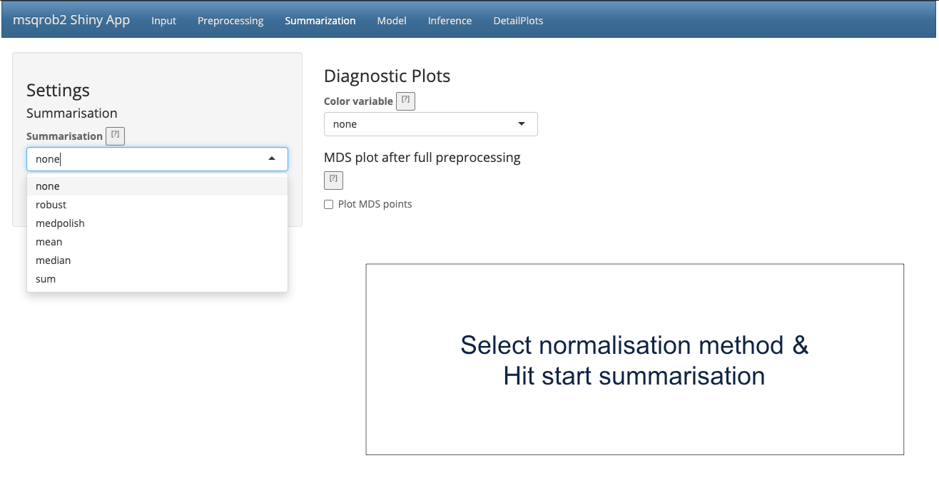 Figure 9. msqrob2 Summarization tab